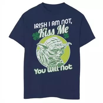Футболка с рисунком Йоды для мальчиков 8–20 лет, ирландец «Я не, поцелуй меня, ты не будешь» Star Wars