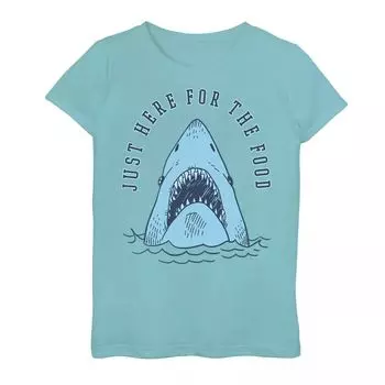 Футболка с рисунком «Just Here For The Food» для девочек 7–16 лет с эскизом Shark Breach Licensed Character