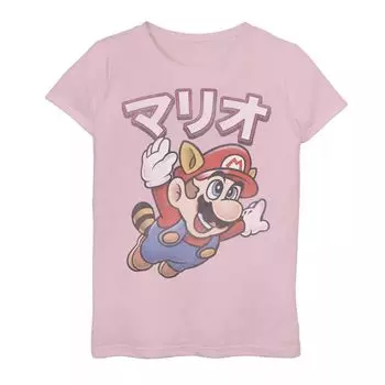 Футболка с рисунком кандзи Nintendo Super Mario Raccoon для девочек 7–16 лет Licensed Character