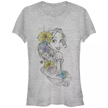 Футболка с рисунком карандашом Disney's Tangled Rapunzel Juniors, цвет Athletic Heather