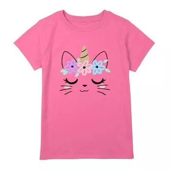 Футболка с рисунком Kittycorn Happy Face для девочек 7–16 лет Unbranded