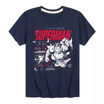 Футболка с рисунком комиксов DC для мальчиков 8–20 лет, Супермен Licensed Character, темно-синий
