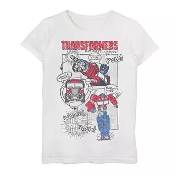 Футболка с рисунком комиксов Transformers Prime для девочек 7–16 лет Licensed Character, белый