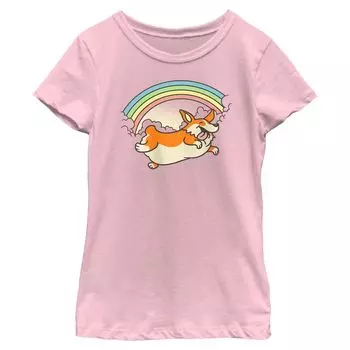 Футболка с рисунком корги Rainbow Jump для девочек 7–16 лет Unbranded