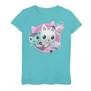 Футболка с рисунком кошек Gabby's Dollhouse Group для девочек 7–16 лет Licensed Character