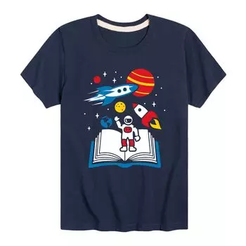 Футболка с рисунком космических полетов для мальчиков 8–20 лет Licensed Character, синий
