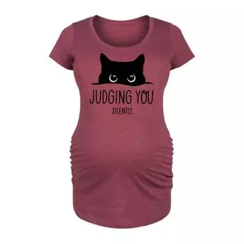 Футболка с рисунком кота «Материнство осуждает тебя молча» Unbranded, красный