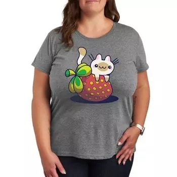 Футболка с рисунком кота на клубнике Licensed Character, серый