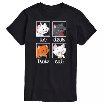 Футболка с рисунком котов Disney's Cats & Dogs Big & Tall Un Deux Trois Cat Licensed Character, черный