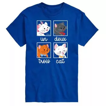 Футболка с рисунком котов Disney's Cats & Dogs Big & Tall Un Deux Trois Cat Licensed Character, синий