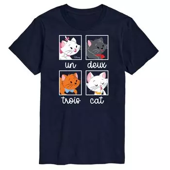 Футболка с рисунком котов Disney's Cats & Dogs Big & Tall Un Deux Trois Cat Licensed Character, синий