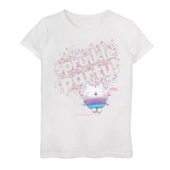 Футболка с рисунком «Кукольный домик Габби» для девочек 7–16 лет Cakey Cat Sprinkle Party Licensed Character, белый