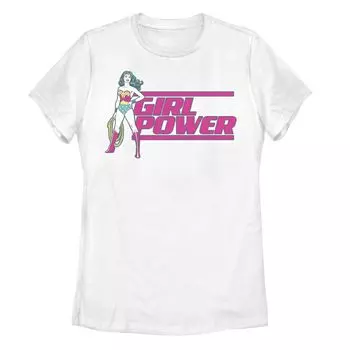 Футболка с рисунком лассо для юниоров DC Comics Wonder Woman "Girl Power" Licensed Character, белый