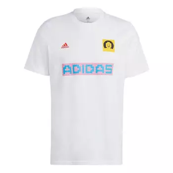 Футболка с рисунком лего номер 9 Adidas, белый