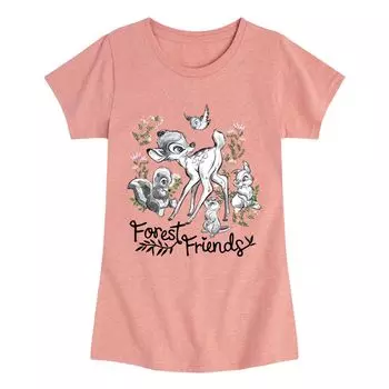 Футболка с рисунком «Лесные друзья» для девочек 7–16 лет Disney's Bambi Licensed Character, розовый