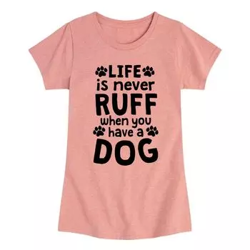 Футболка с рисунком Life Is Never Ruff для девочек 7–16 лет Licensed Character, розовый