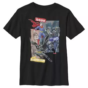 Футболка с рисунком «Лига справедливости DC Comics», «Хороший, плохой, Бэтмен», для мальчиков 8–20 лет Licensed Character