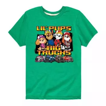 Футболка с рисунком «Lil Pups Big Trucks» для мальчиков 8–20 лет Paw Patrol Licensed Character