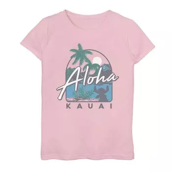Футболка с рисунком Lilo & Stitch Aloha Kauai Stitch для девочек Licensed Character, розовый