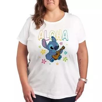 Футболка с рисунком Lilo & Stitch Plus Aloha от Disney, белый