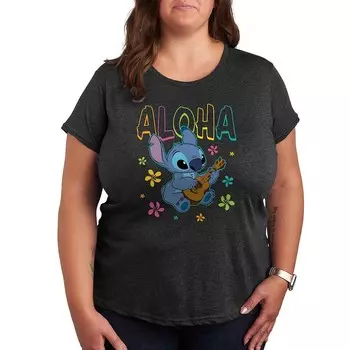 Футболка с рисунком Lilo & Stitch Plus Aloha от Disney, цвет Heather Charcoal