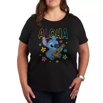 Футболка с рисунком Lilo & Stitch Plus Aloha от Disney, черный
