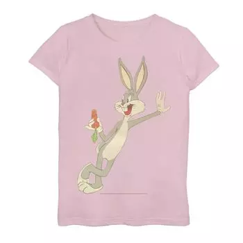 Футболка с рисунком Looney Tunes Bugs Bunny Cheers для девочек 7–16 лет в стиле ретро с портретом Licensed Character