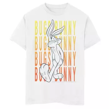 Футболка с рисунком Looney Tunes Bugs Bunny для мальчиков 8–20 лет с текстом и портретом Licensed Character, белый
