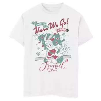 Футболка с рисунком «Looney Tunes Christmas Bugs Bunny Ho Ho Ho Ho Here We Go для мальчиков 8–20 лет» Licensed Character