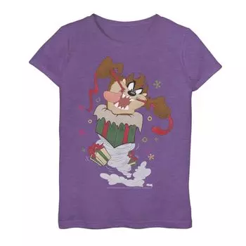 Футболка с рисунком «Looney Tunes» для девочек 7–16 лет «Рождественский Taz Ripping Presents» Licensed Character