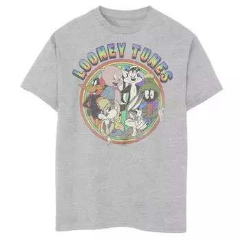 Футболка с рисунком Looney Tunes Rainbow Circle Lineup для мальчиков 8–20 лет Licensed Character