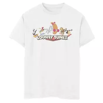 Футболка с рисунком Looney Tunes Skate Tunes для мальчиков 8–20 лет, групповая съемка Licensed Character, белый