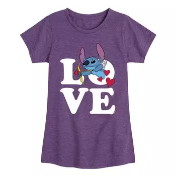 Футболка с рисунком Love Cupid для девочек 7–16 лет Disney's Lilo & Stitch Licensed Character