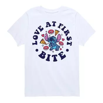 Футболка с рисунком «Love First Bite» для мальчиков 8–20 лет Disney's Lilo & Stitch Licensed Character, белый