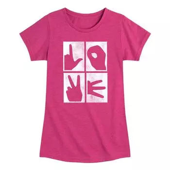 Футболка с рисунком Love Hand Signs для девочек 7–16 лет Licensed Character