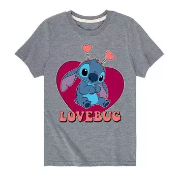 Футболка с рисунком Lovebug для мальчиков 8–20 лет Disney's Lilo & Stitch Licensed Character, серый