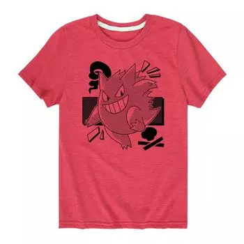 Футболка с рисунком манги Pokemon Gengar для мальчиков 8–20 лет Licensed Character, красный