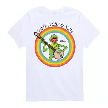 Футболка с рисунком «Маппеты Кермит» для мальчиков 8–20 «Жизни, счастливая песня» Диснея Disney, белый