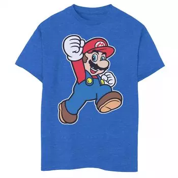 Футболка с рисунком Mario Bros Jumping Pose для мальчиков 8–20 лет Licensed Character