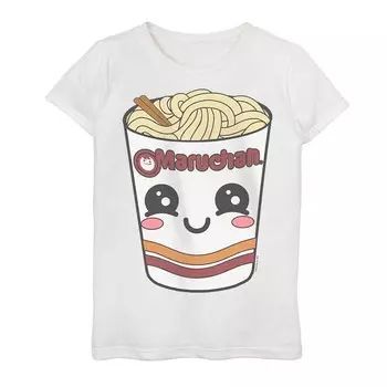 Футболка с рисунком Maruchan Kawaii Cup для девочек 7–16 лет Licensed Character, белый