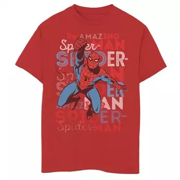 Футболка с рисунком Marvel Amazing Spider-Man Jump для мальчиков 8–20 лет Licensed Character, красный