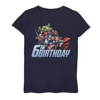 Футболка с рисунком «Marvel Avengers Action Shot» для девочек 7–16 лет на 6-й день рождения Marvel