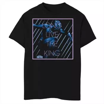 Футболка с рисунком Marvel Black Panther T'Challa для мальчиков 8–20 лет «Да здравствует король», черный