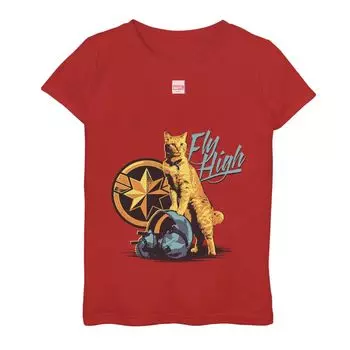 Футболка с рисунком «Marvel Captain Marvel» для девочек 7–16 лет, высокая футболка с изображением Goose Fly Marvel