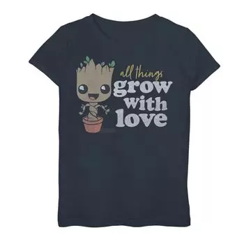 Футболка с рисунком «Marvel Guardians Of The Galaxy Grow With Love» для девочек 7–16 лет Marvel