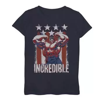 Футболка с рисунком Marvel Hulk Incredible Stars and Stripes для девочек 7–16 лет Marvel