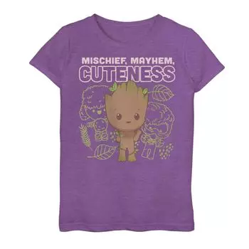 Футболка с рисунком «Marvel I am Groot» для девочек 7–16 лет «Mischief, Mayhem, Cuteness» Marvel