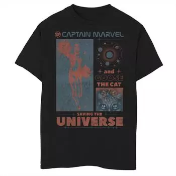 Футболка с рисунком Marvel «Капитан Марвел и Гусь, спасающий Вселенную» для мальчиков 8–20 лет Marvel