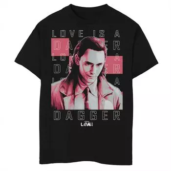 Футболка с рисунком Marvel Loki Love Is A Dagger для мальчиков 8–20 лет Licensed Character, черный