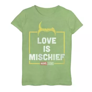 Футболка с рисунком Marvel Loki Love Is Mischief для девочек 7–16 лет Marvel